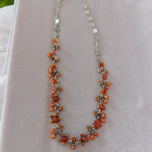 Ladies Pilgrim Orange/Coral Designed Necklace - Great Autumn Colors - Picture 4 of 4
